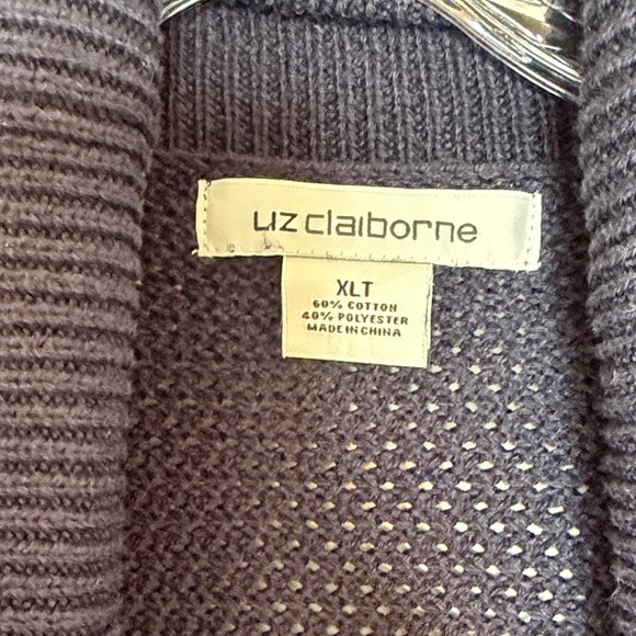 Liz Claiborne Navy Open Front Cardigan XLT Heavyweight Knit Sweater - Picture 7 of 13